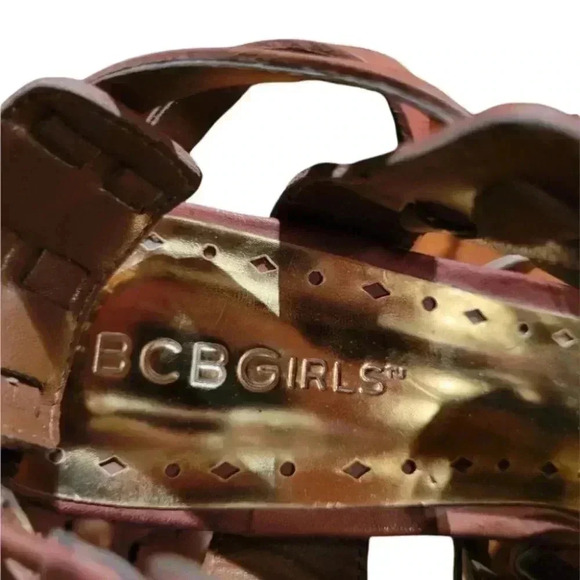 BCB Girls Strappy Wedge Sandals 4" heels Bronze 8B/38 - Picture 4 of 10